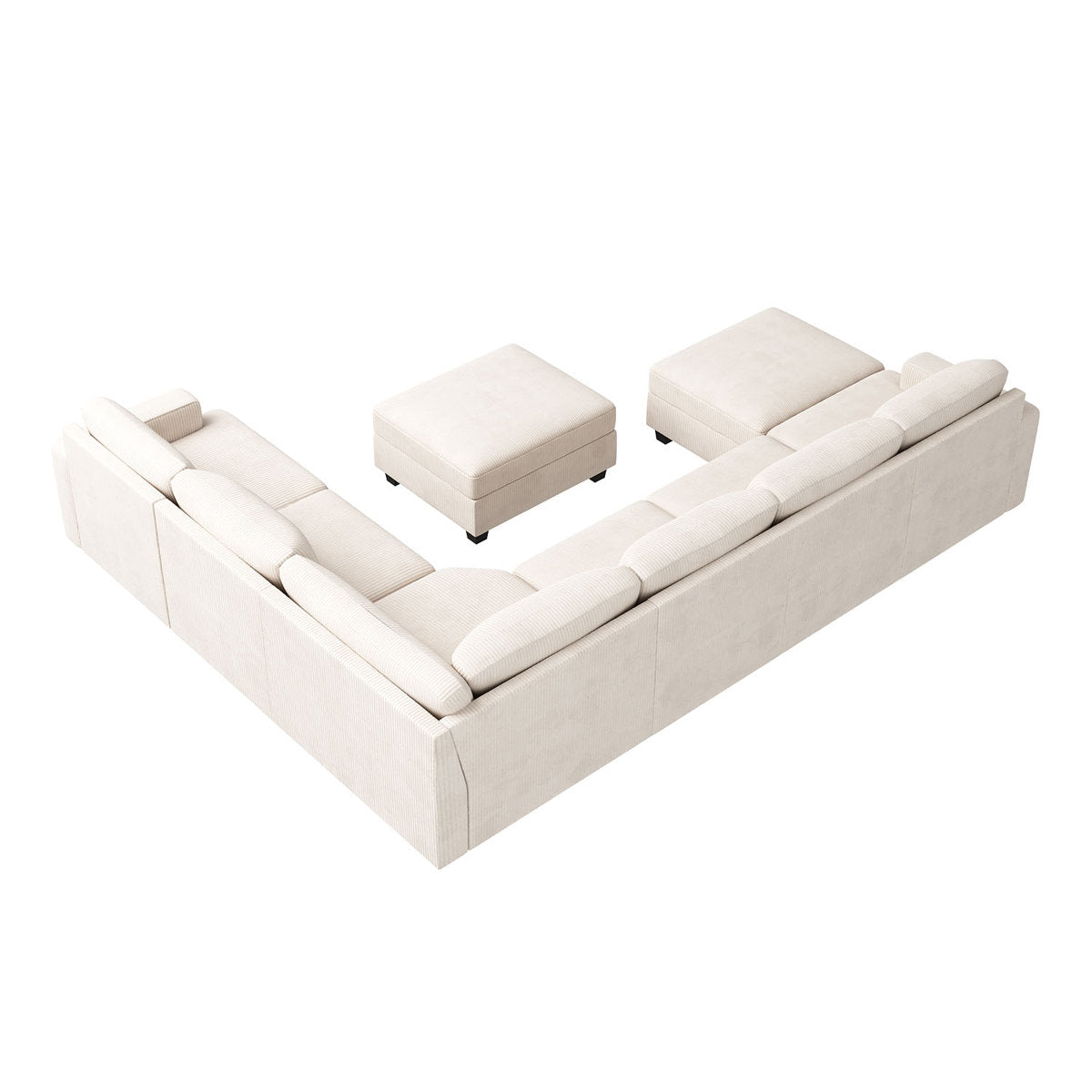 Turrella Corduroy Sectional Upholstered Modular Sectional Sofa with Storage Ottoman