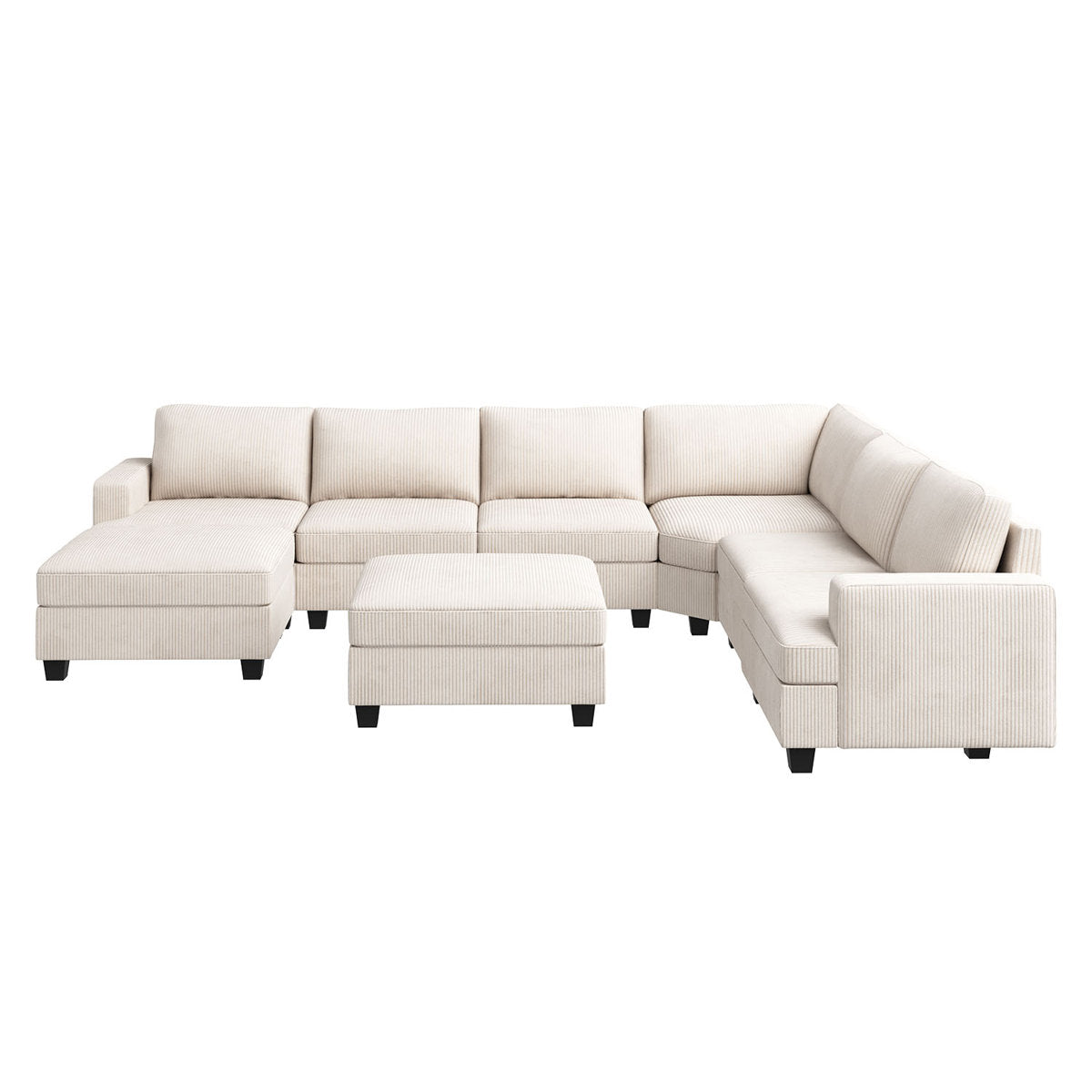 Turrella Corduroy Sectional Upholstered Modular Sectional Sofa with Storage Ottoman