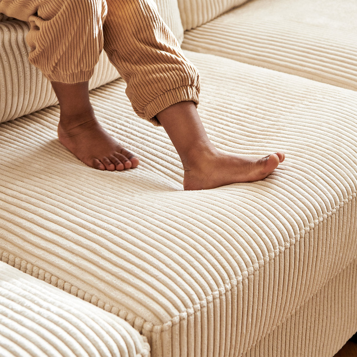 Turrella Corduroy Sectional Upholstered Modular Sectional Sofa with Storage Ottoman