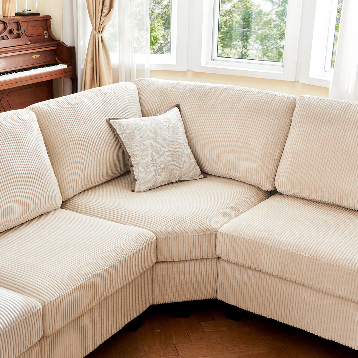 Turrella Corduroy Sectional Upholstered Modular Sectional Sofa with Storage Ottoman