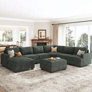 Turrella Corduroy Sectional Upholstered Modular Sectional Sofa with Storage Ottoman