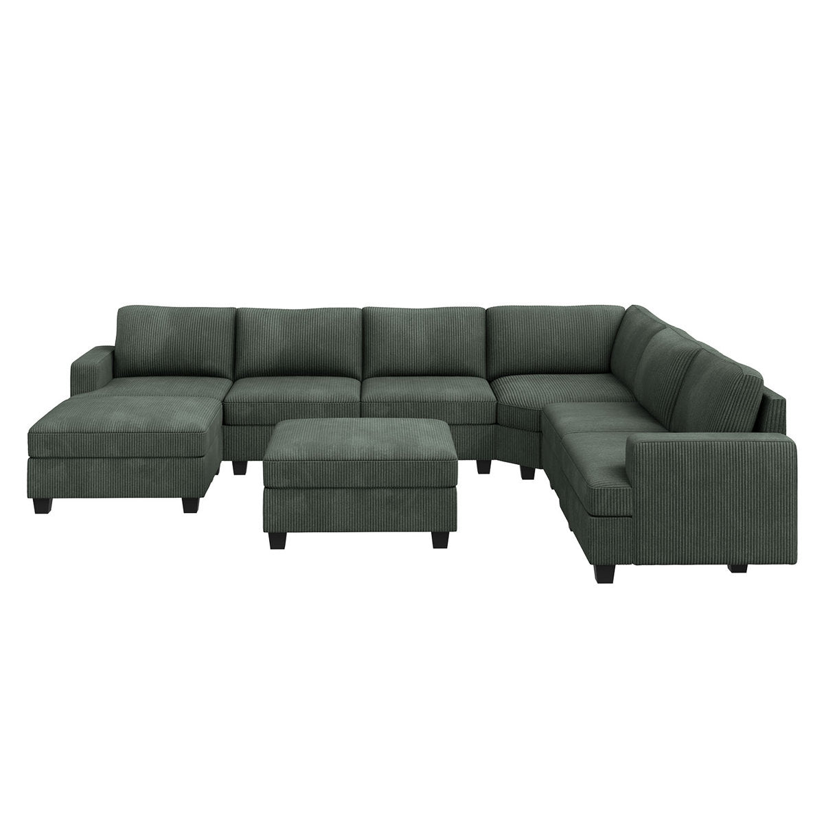 Turrella Corduroy Sectional Upholstered Modular Sectional Sofa with Storage Ottoman