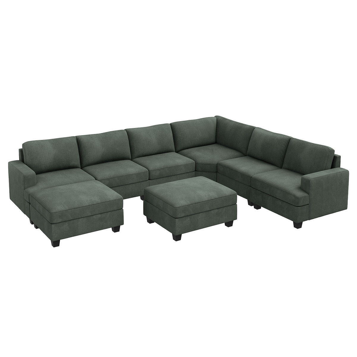 Turrella Corduroy Sectional Upholstered Modular Sectional Sofa with Storage Ottoman