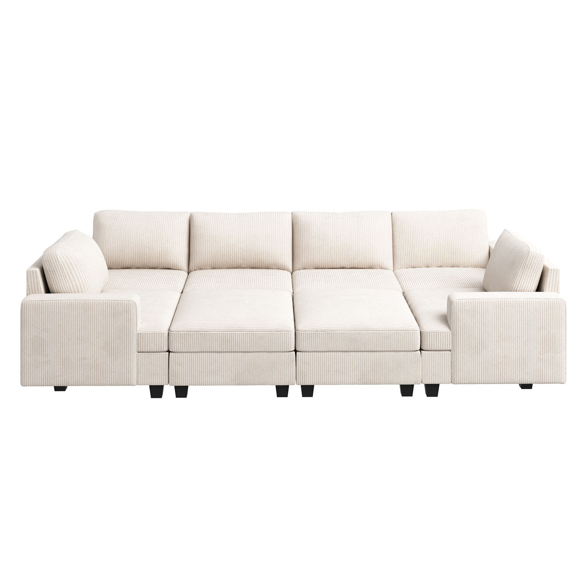 Turrella Corduroy Sleeper Sectional U Shaped Modular Sectional Sofa with Storage Ottoman