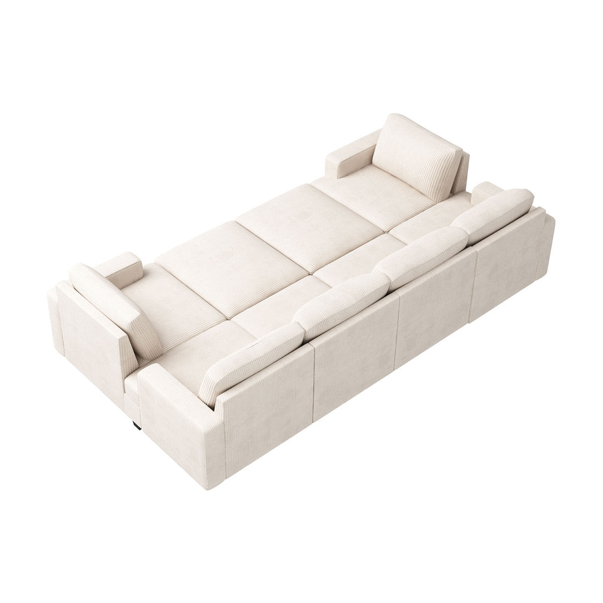 Turrella Corduroy Sleeper Sectional U Shaped Modular Sectional Sofa with Storage Ottoman