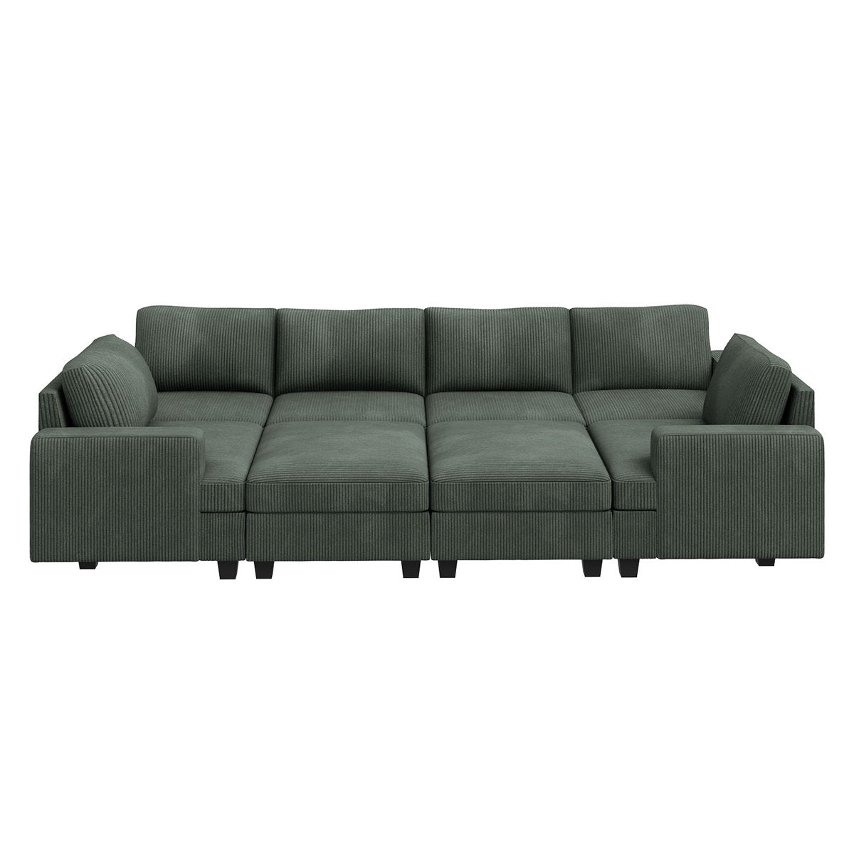 Turrella Corduroy Sleeper Sectional U Shaped Modular Sectional Sofa with Storage Ottoman