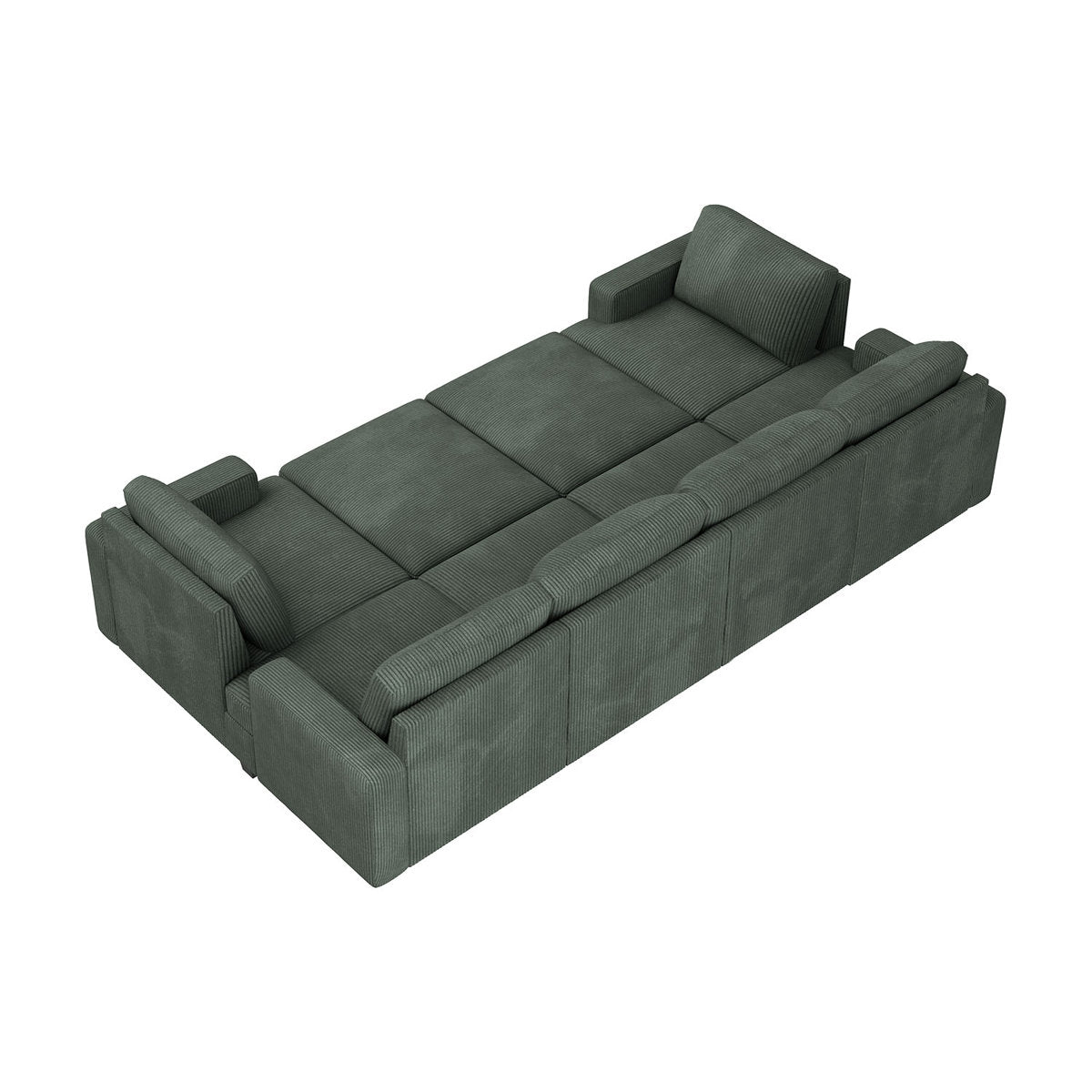 Turrella Corduroy Sleeper Sectional U Shaped Modular Sectional Sofa with Storage Ottoman