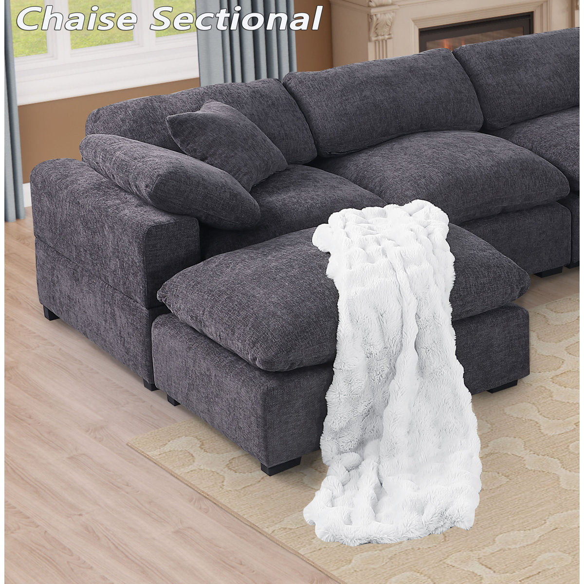 Vivianna 7- Piece Comfy Reversible Corner Sectional Sofa Couch With Ottoman