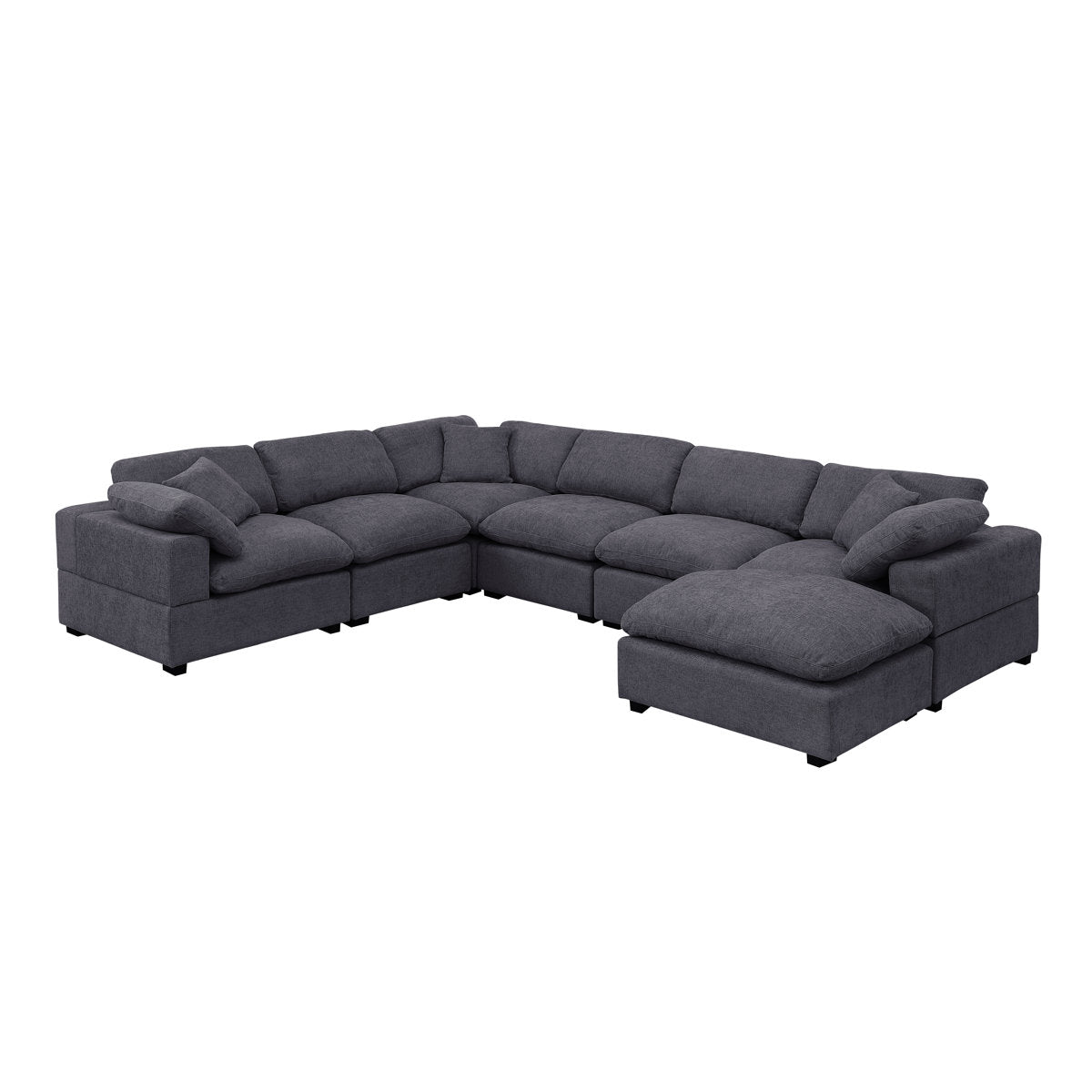 Vivianna 7- Piece Comfy Reversible Corner Sectional Sofa Couch With Ottoman