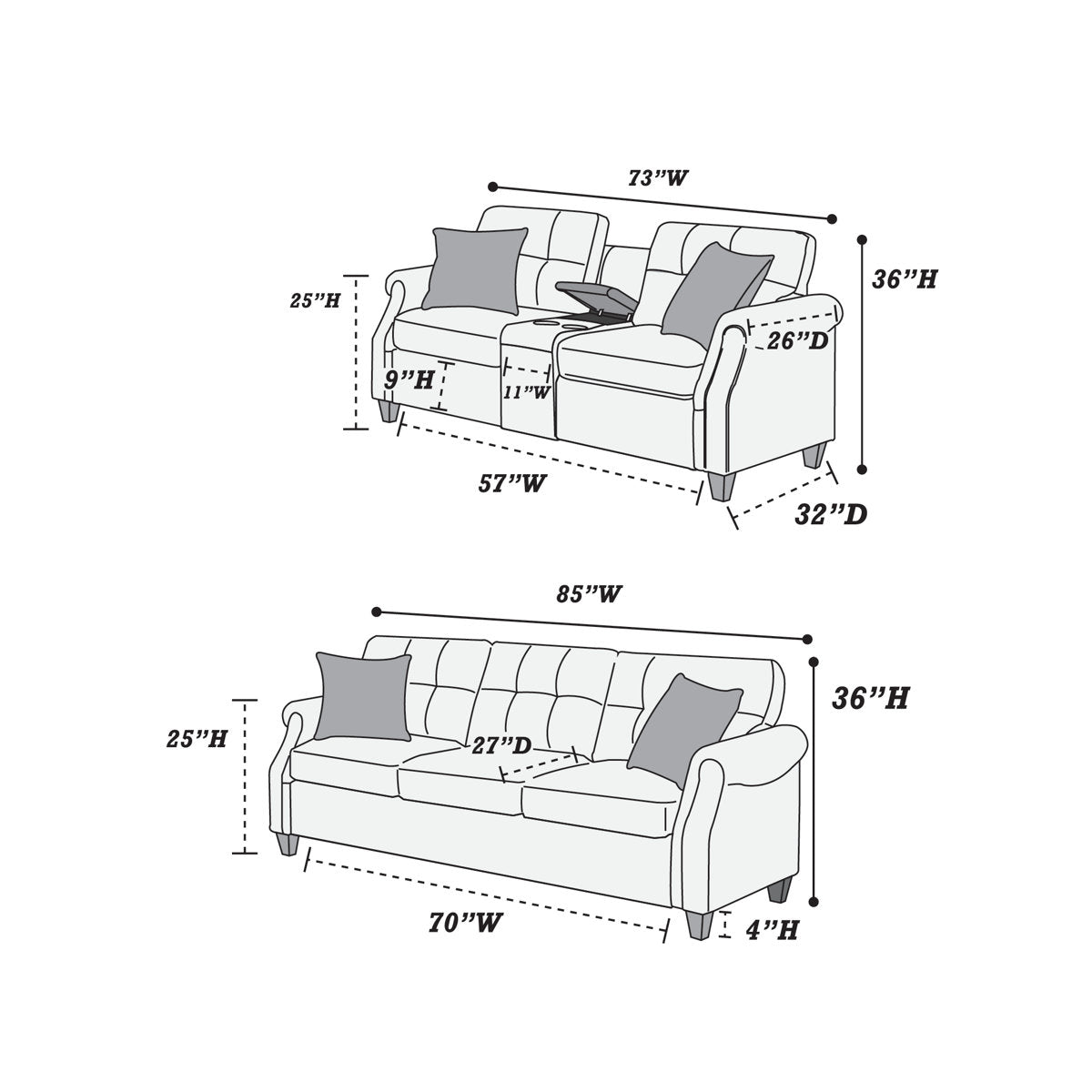 Warrick 2 - Piece Living Room Set