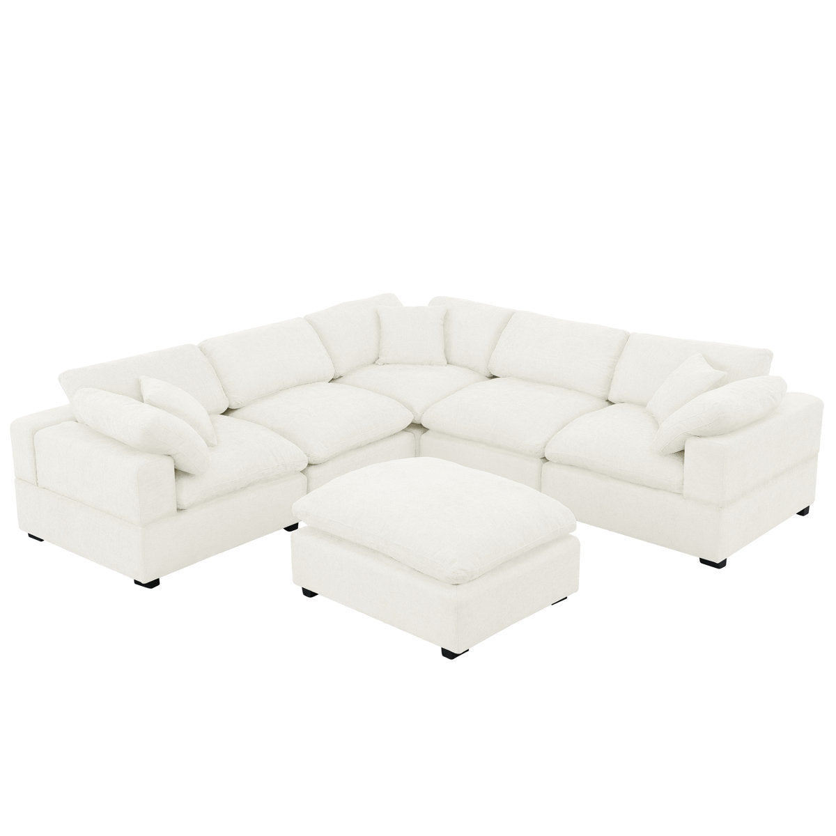 Wartow 6- Piece Upholstered Chenille Corner Sectional Sofa Couch