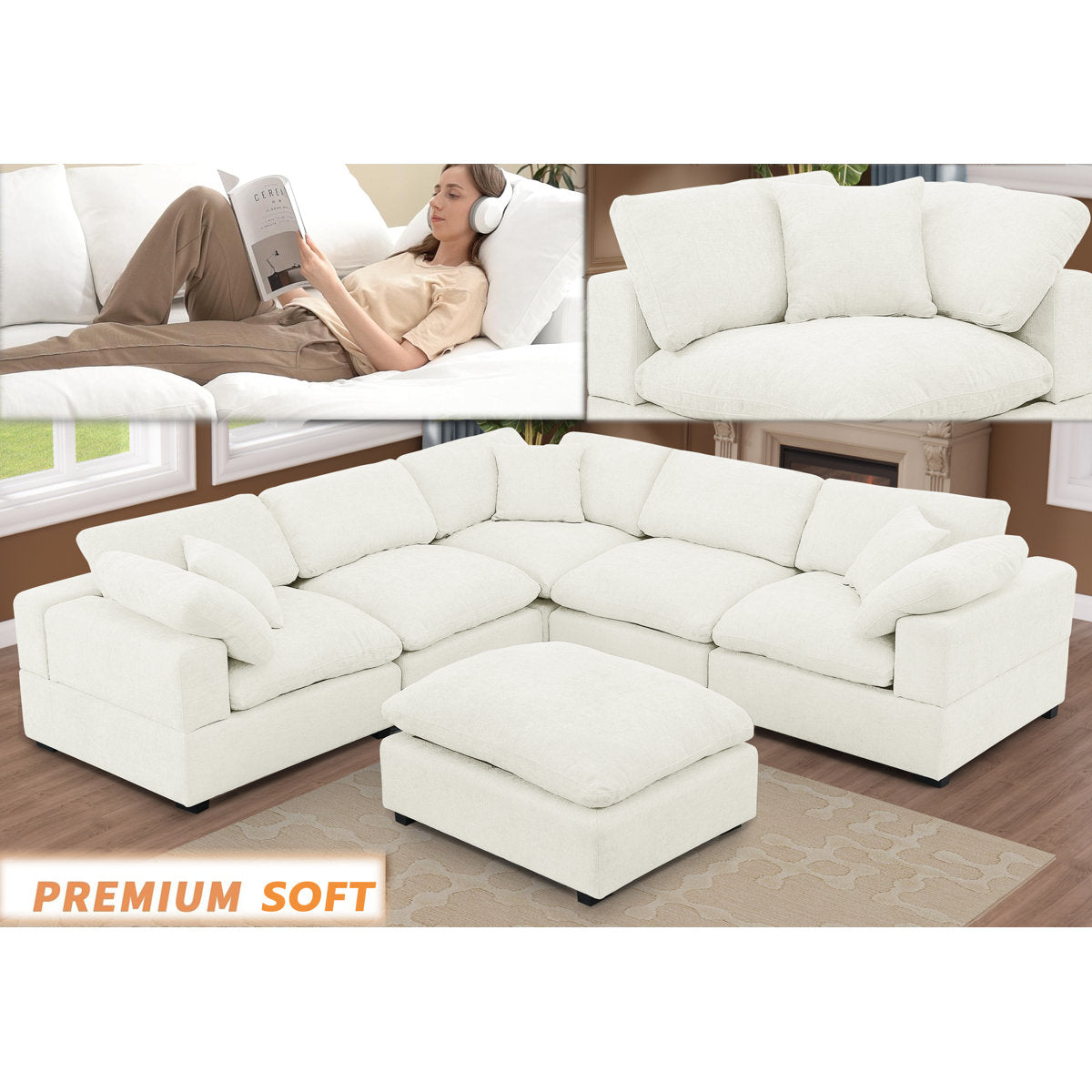 Wartow 6- Piece Upholstered Chenille Corner Sectional Sofa Couch