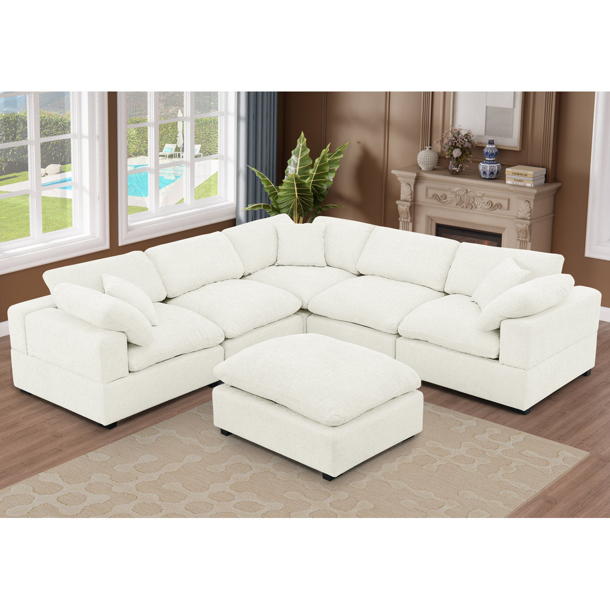 Wartow 6- Piece Upholstered Chenille Corner Sectional Sofa Couch