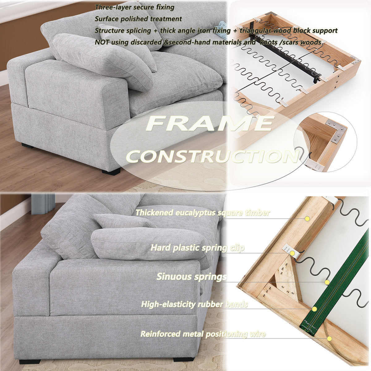 Wartow 6- Piece Upholstered Chenille Corner Sectional Sofa Couch