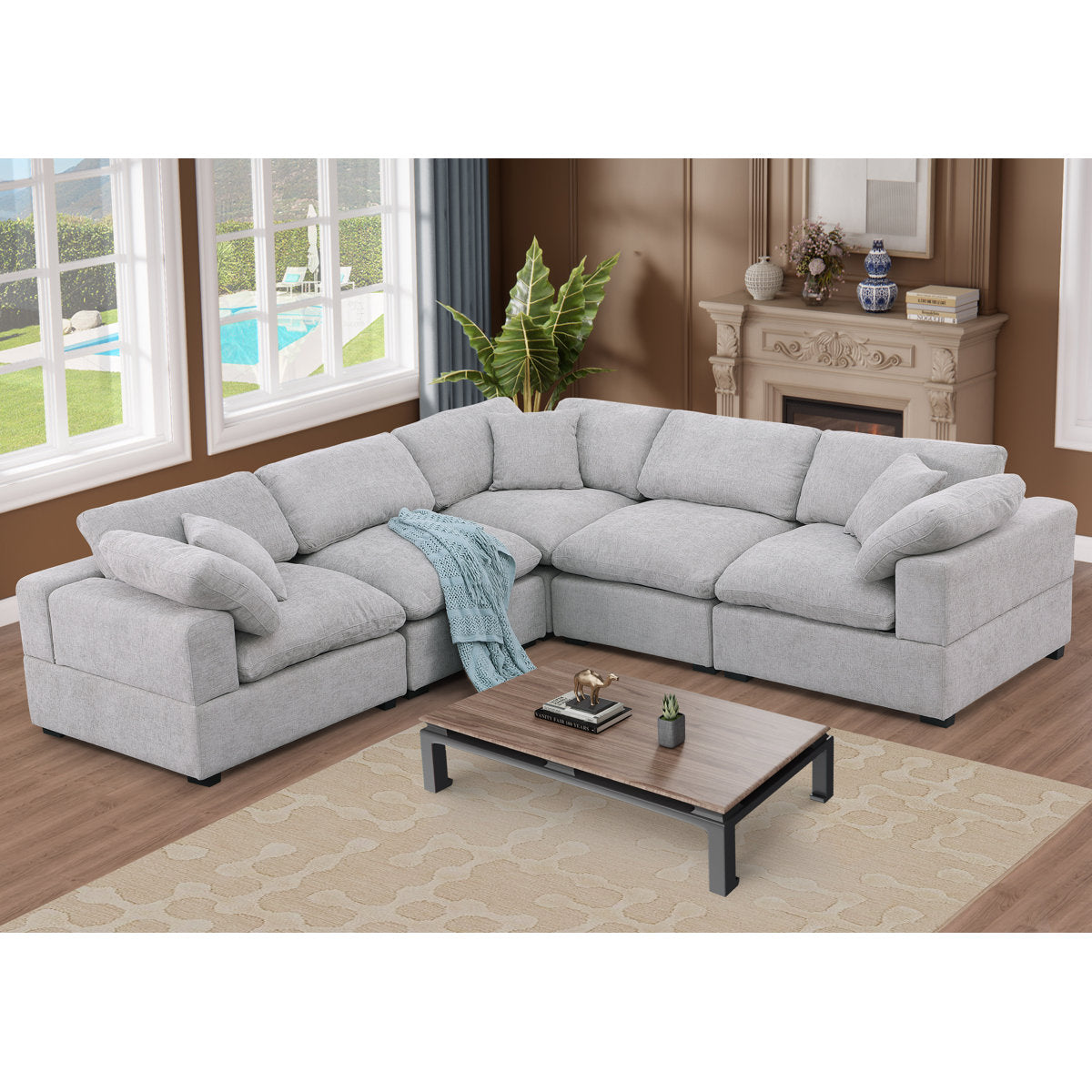 Wartow 6- Piece Upholstered Chenille Corner Sectional Sofa Couch