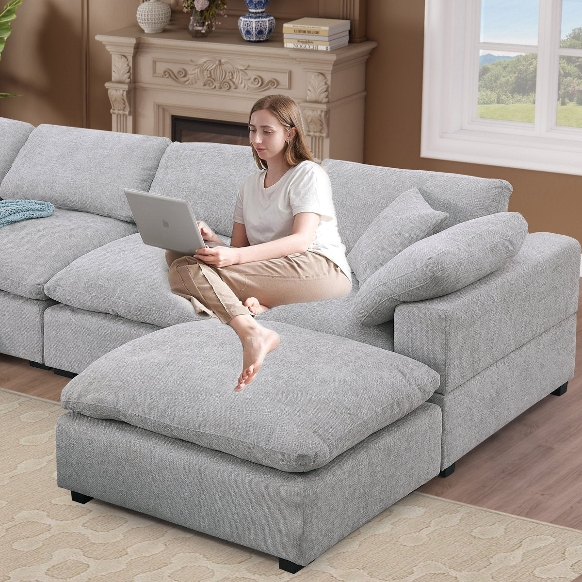 Wartow 6- Piece Upholstered Chenille Corner Sectional Sofa Couch