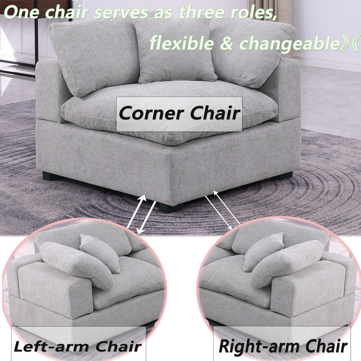 Wartow 6- Piece Upholstered Chenille Corner Sectional Sofa Couch