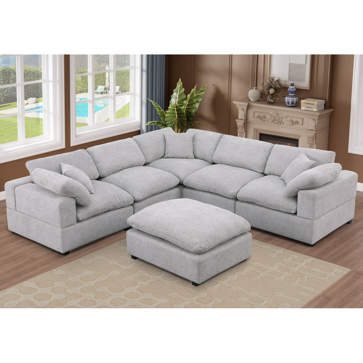 Wartow 6- Piece Upholstered Chenille Corner Sectional Sofa Couch