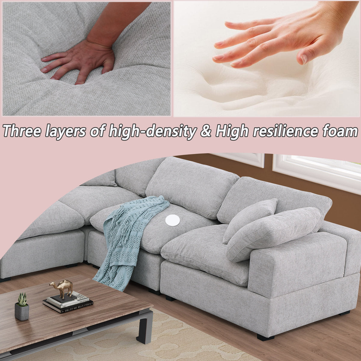 Wartow 6- Piece Upholstered Chenille Corner Sectional Sofa Couch