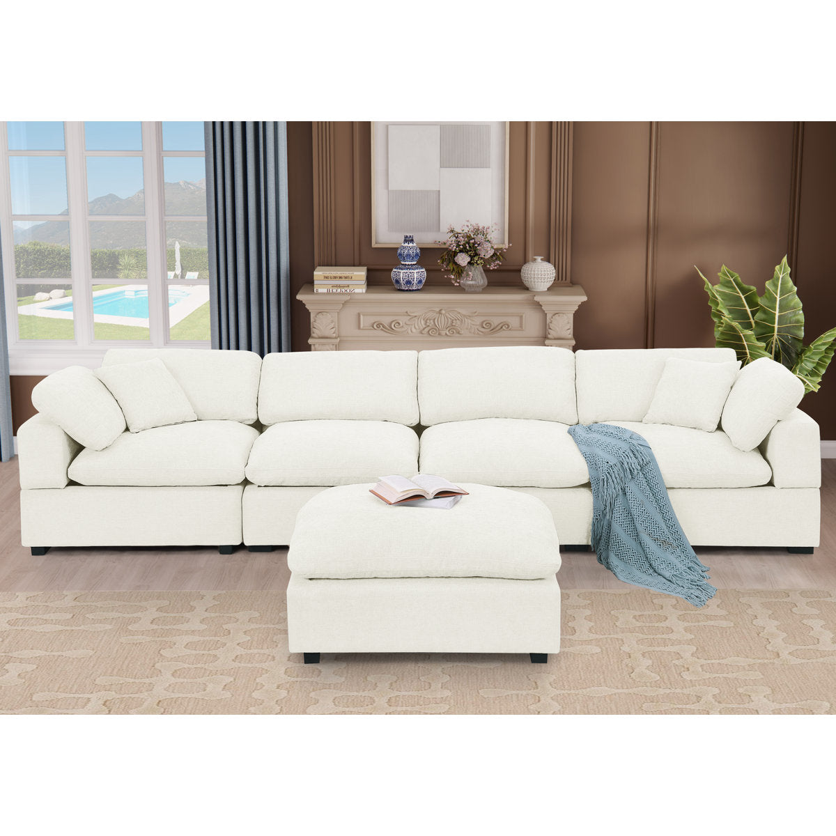 Wilroy 6-piece Comfy U-shaped Sofa Couch Reversible Chaise Sectional