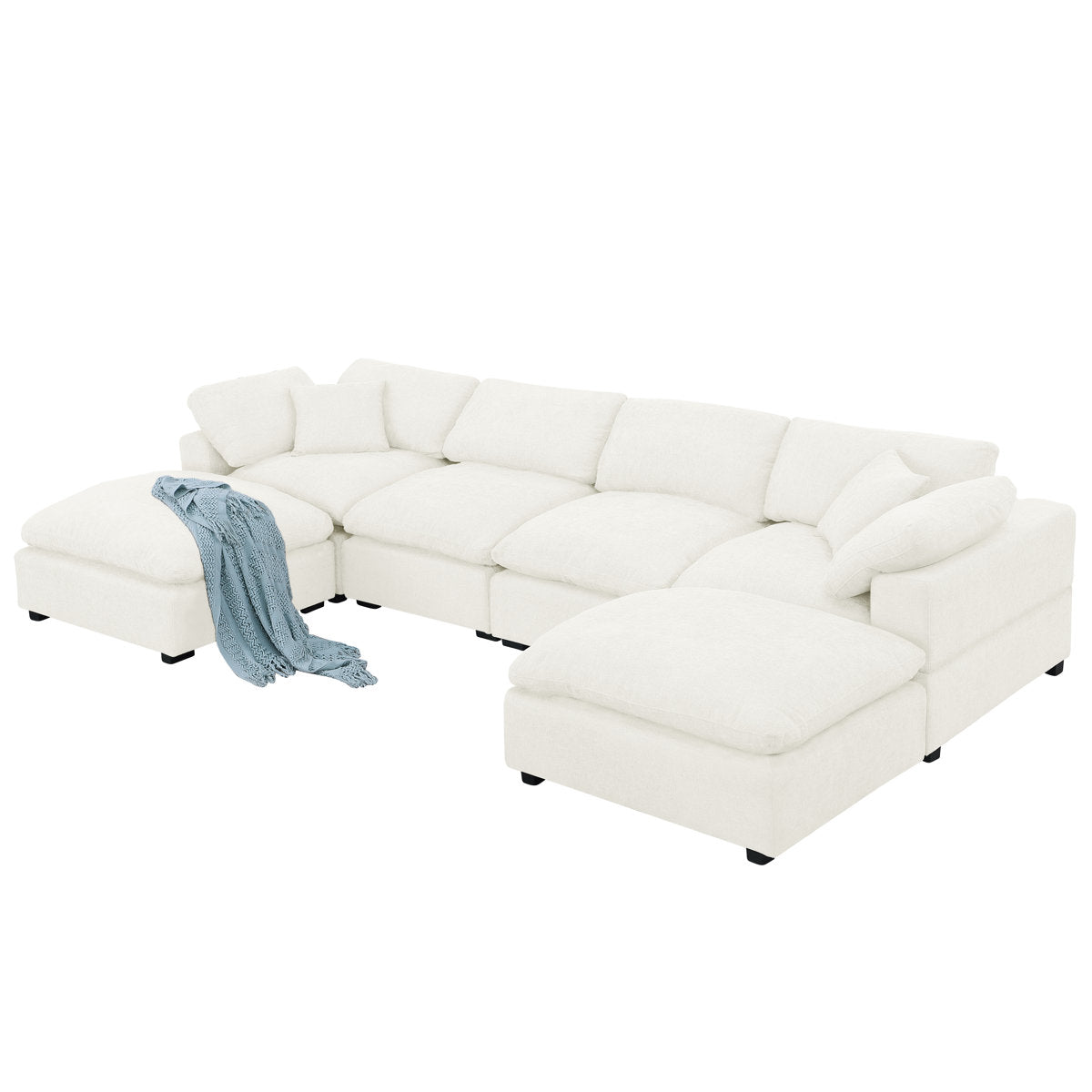 Wilroy 6-piece Comfy U-shaped Sofa Couch Reversible Chaise Sectional