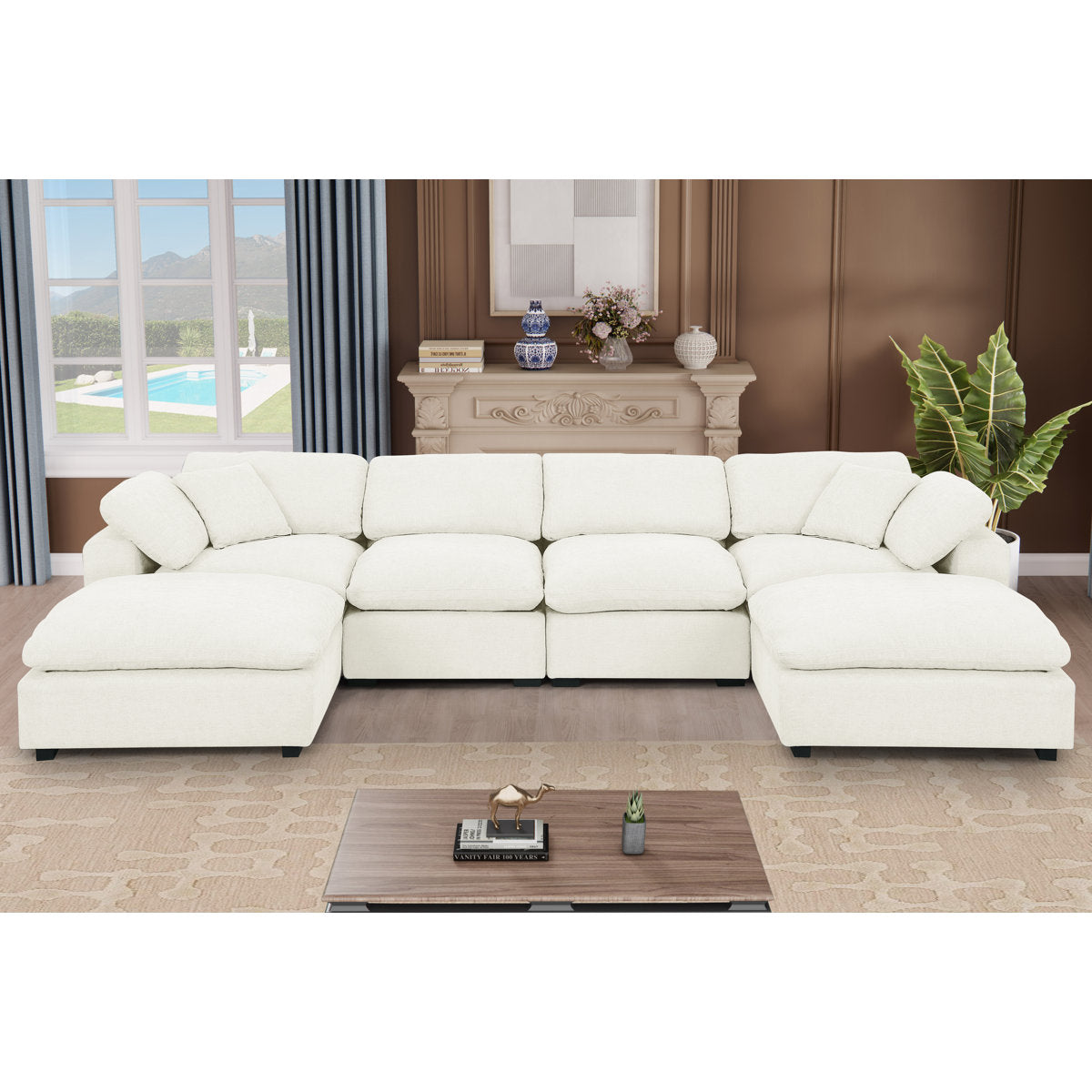 Wilroy 6-piece Comfy U-shaped Sofa Couch Reversible Chaise Sectional