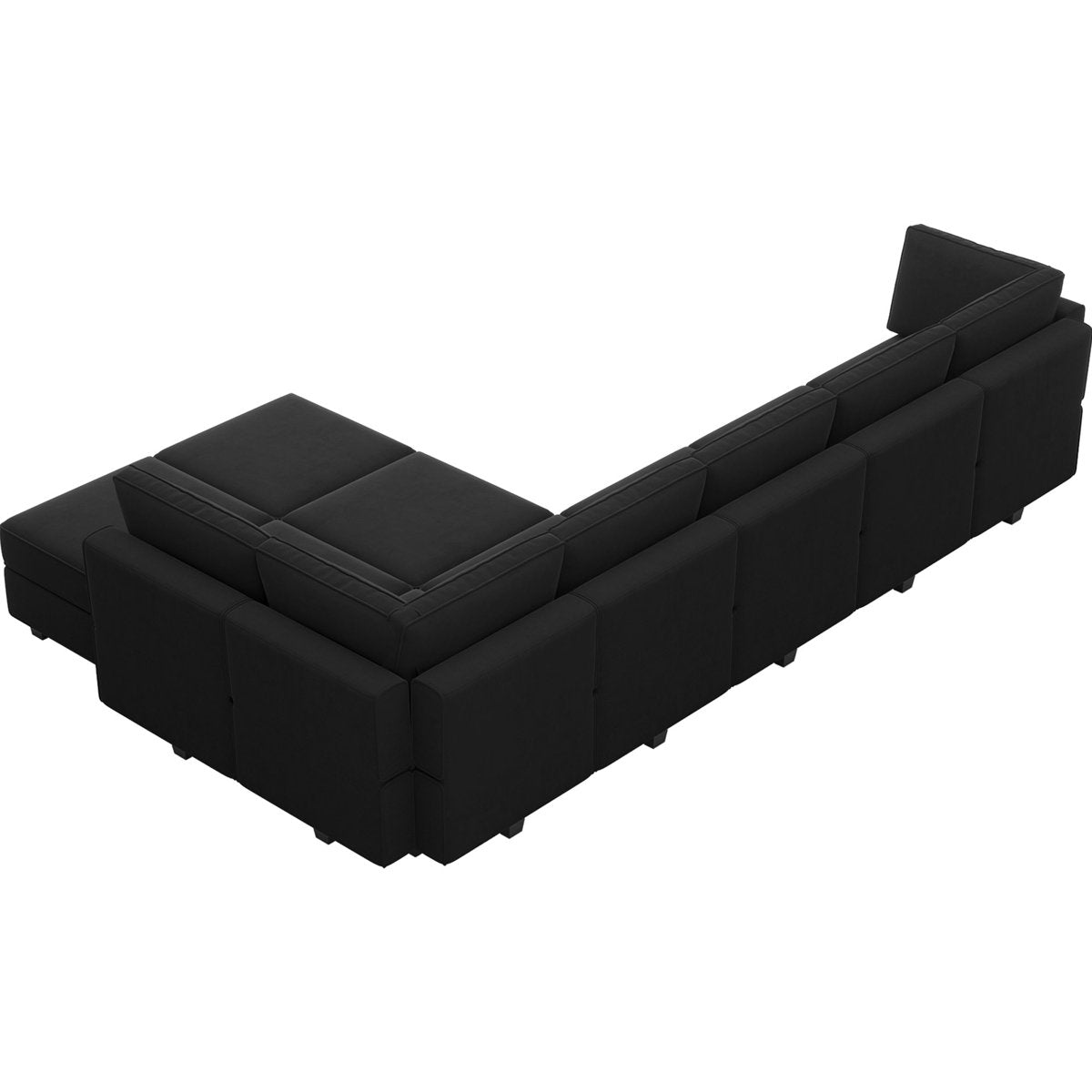 Wylodene 9-Pieces Large L Shaped Velvet Reversible Modular Sofa Sectional Couch-9 Storage Ottomans with 8 Backrests