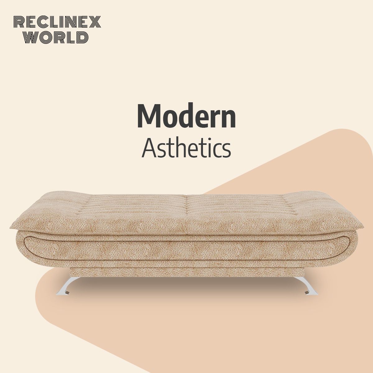 3 Seater Double Solid Wood Fold Out Sofa Cum Bed (Finish Color - Beige Delivery Condition - Pre-assembled)