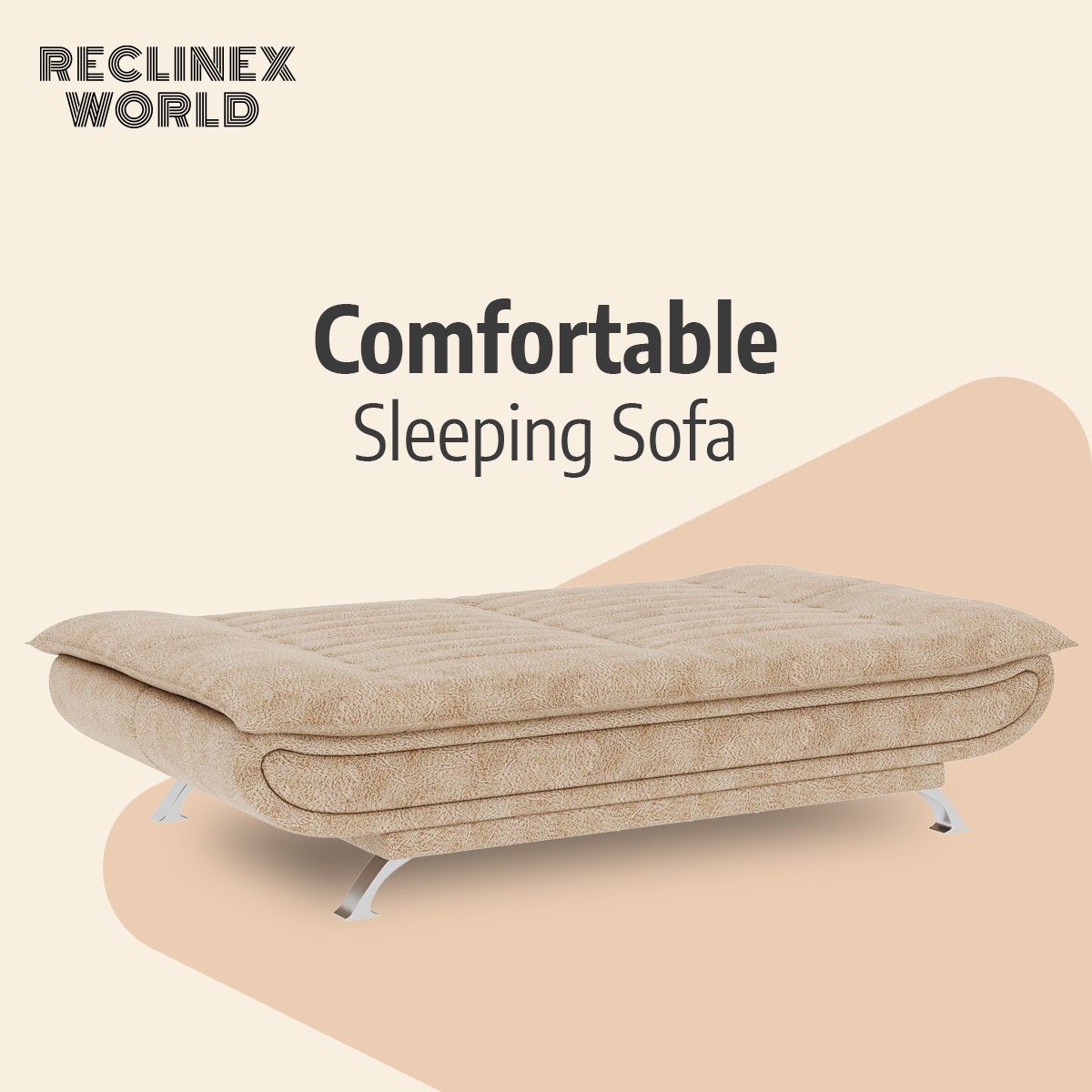 3 Seater Double Solid Wood Fold Out Sofa Cum Bed (Finish Color - Beige Delivery Condition - Pre-assembled)