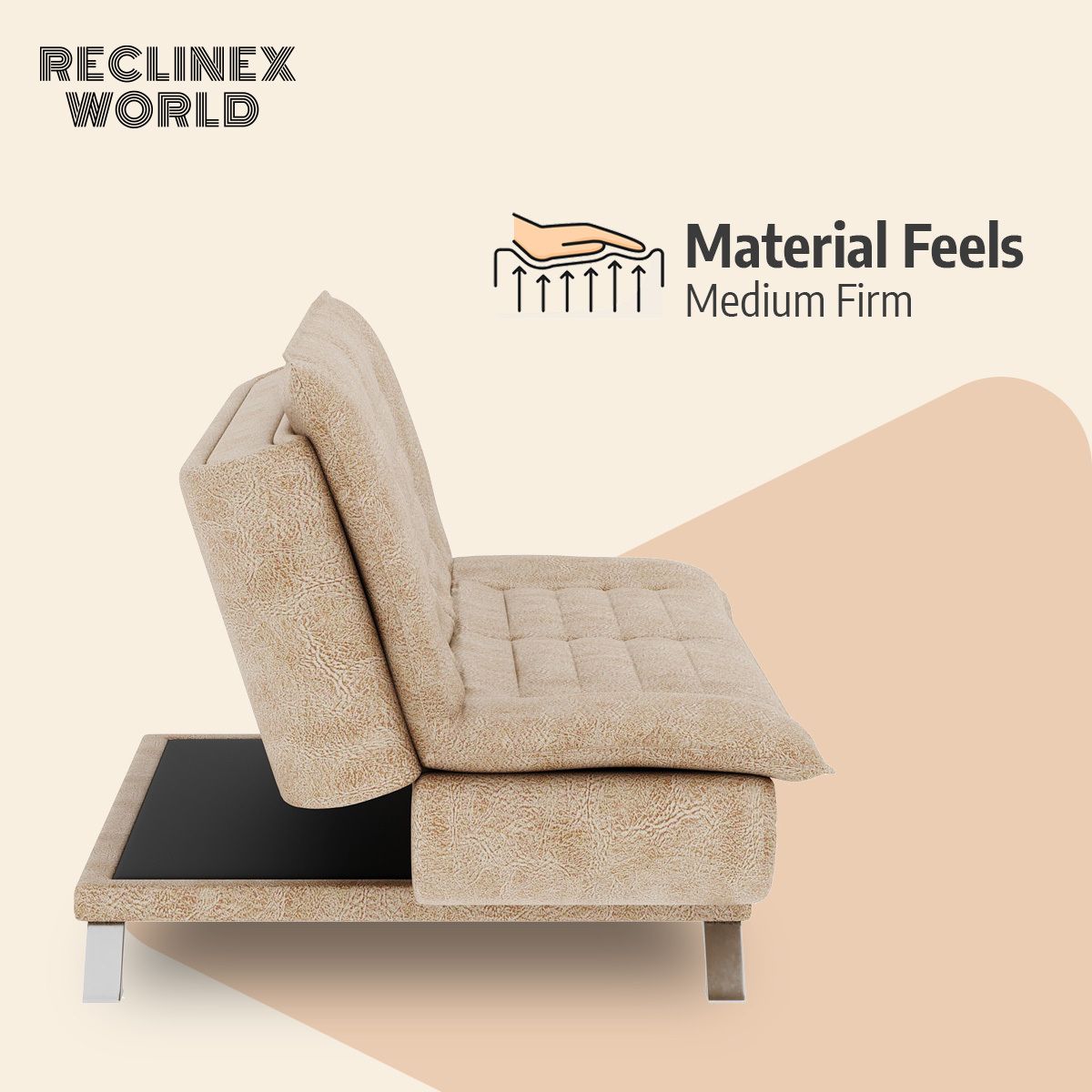 3 Seater Double Solid Wood Fold Out Sofa Cum Bed (Finish Color - Beige Delivery Condition - Pre-assembled)