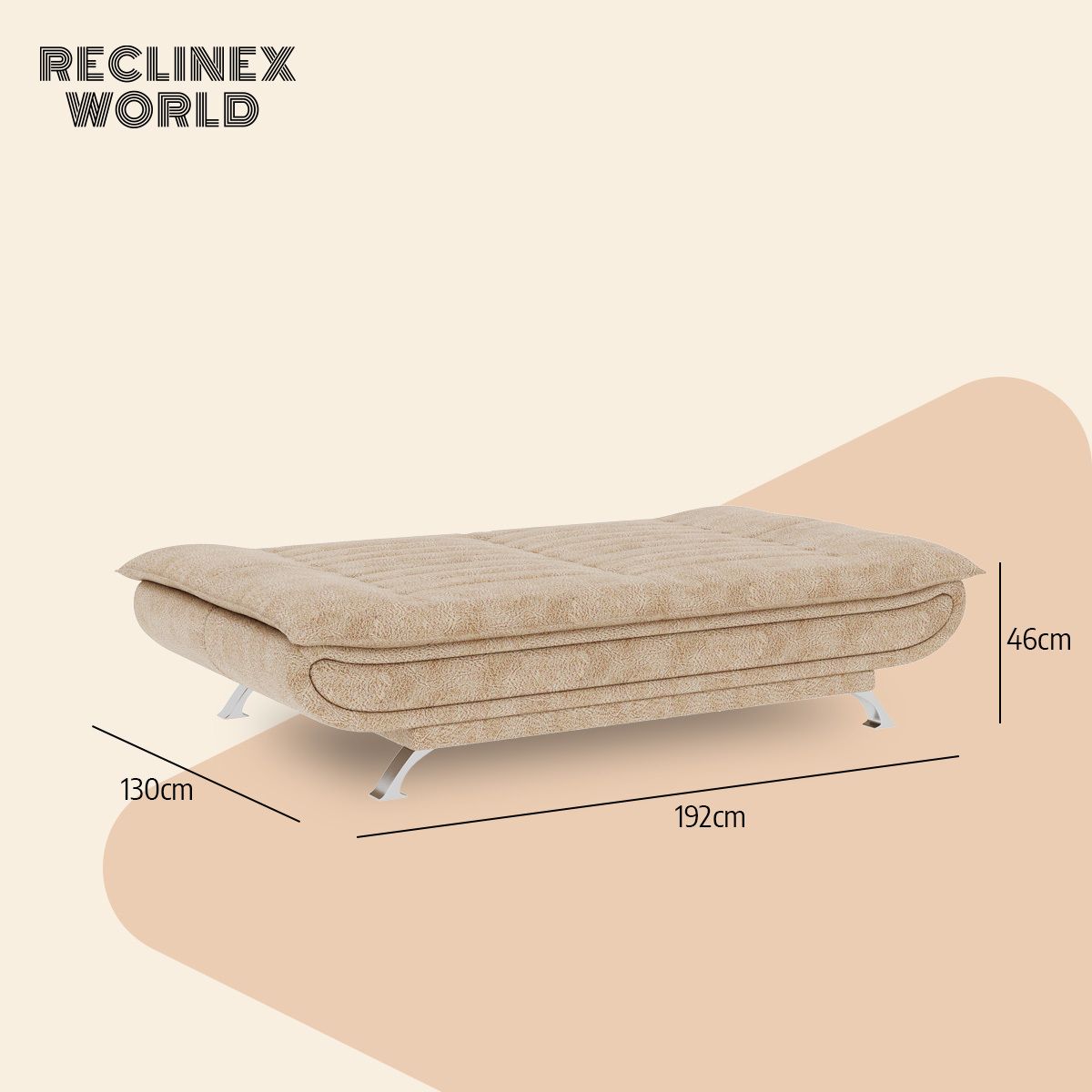 3 Seater Double Solid Wood Fold Out Sofa Cum Bed (Finish Color - Beige Delivery Condition - Pre-assembled)