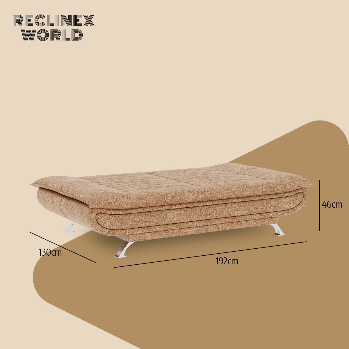 3 Seater Double Solid Wood Fold Out Sofa Cum Bed (Finish Color - Dark Beige Delivery Condition - Pre-assembled)