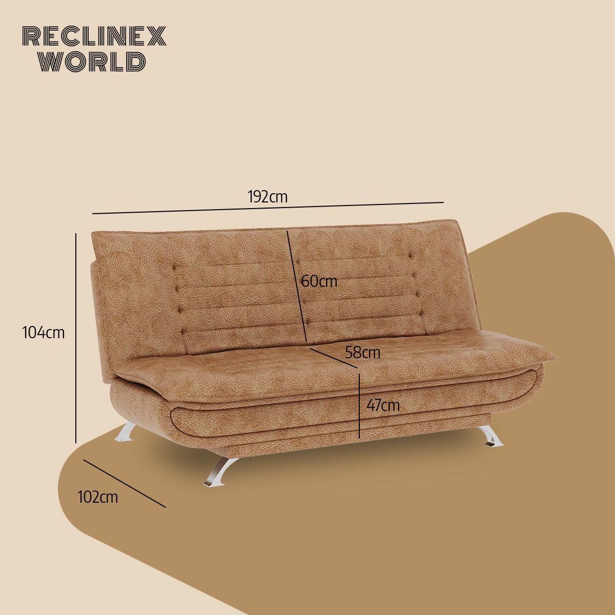 3 Seater Double Solid Wood Fold Out Sofa Cum Bed (Finish Color - Dark Beige Delivery Condition - Pre-assembled)