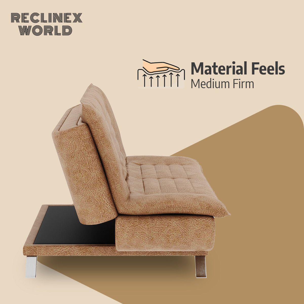3 Seater Double Solid Wood Fold Out Sofa Cum Bed (Finish Color - Dark Beige Delivery Condition - Pre-assembled)