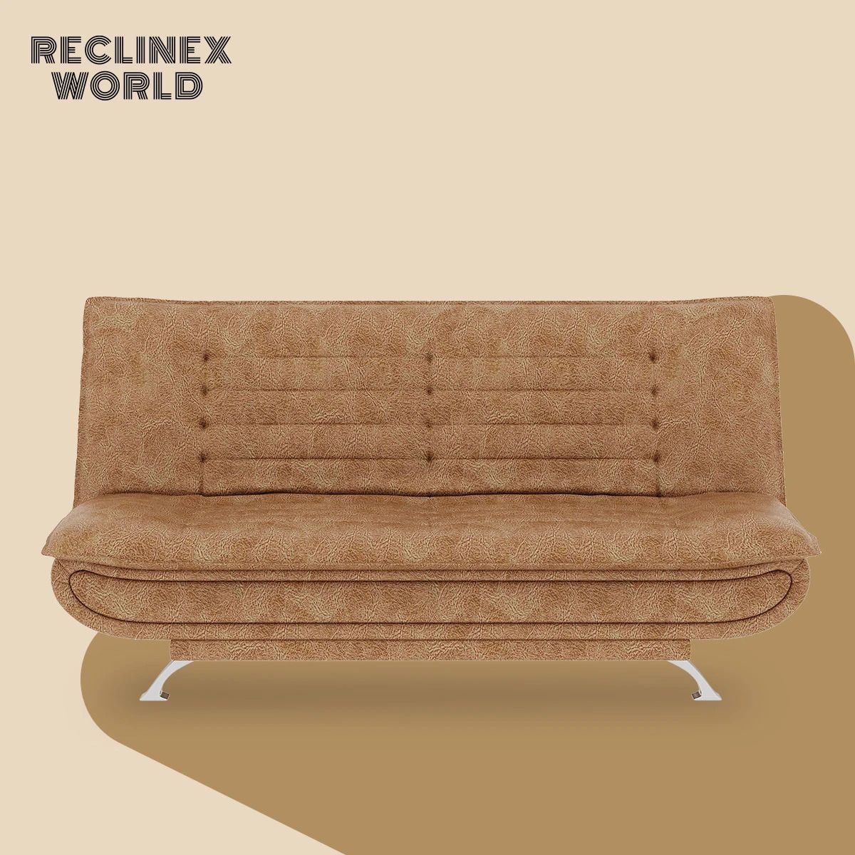 3 Seater Double Solid Wood Fold Out Sofa Cum Bed (Finish Color - Dark Beige Delivery Condition - Pre-assembled)