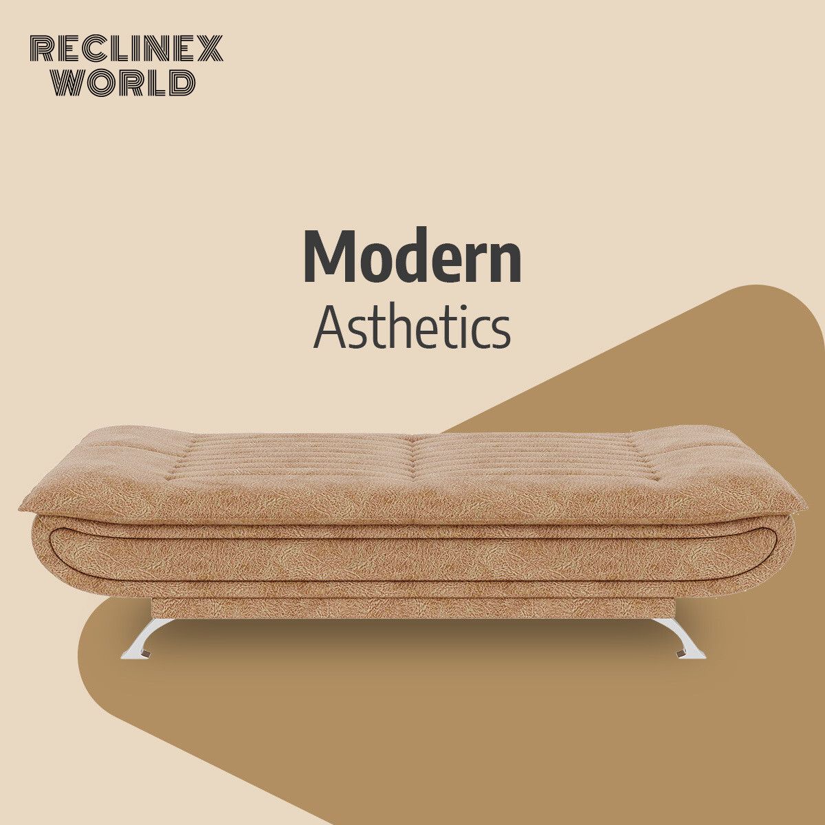 3 Seater Double Solid Wood Fold Out Sofa Cum Bed (Finish Color - Dark Beige Delivery Condition - Pre-assembled)