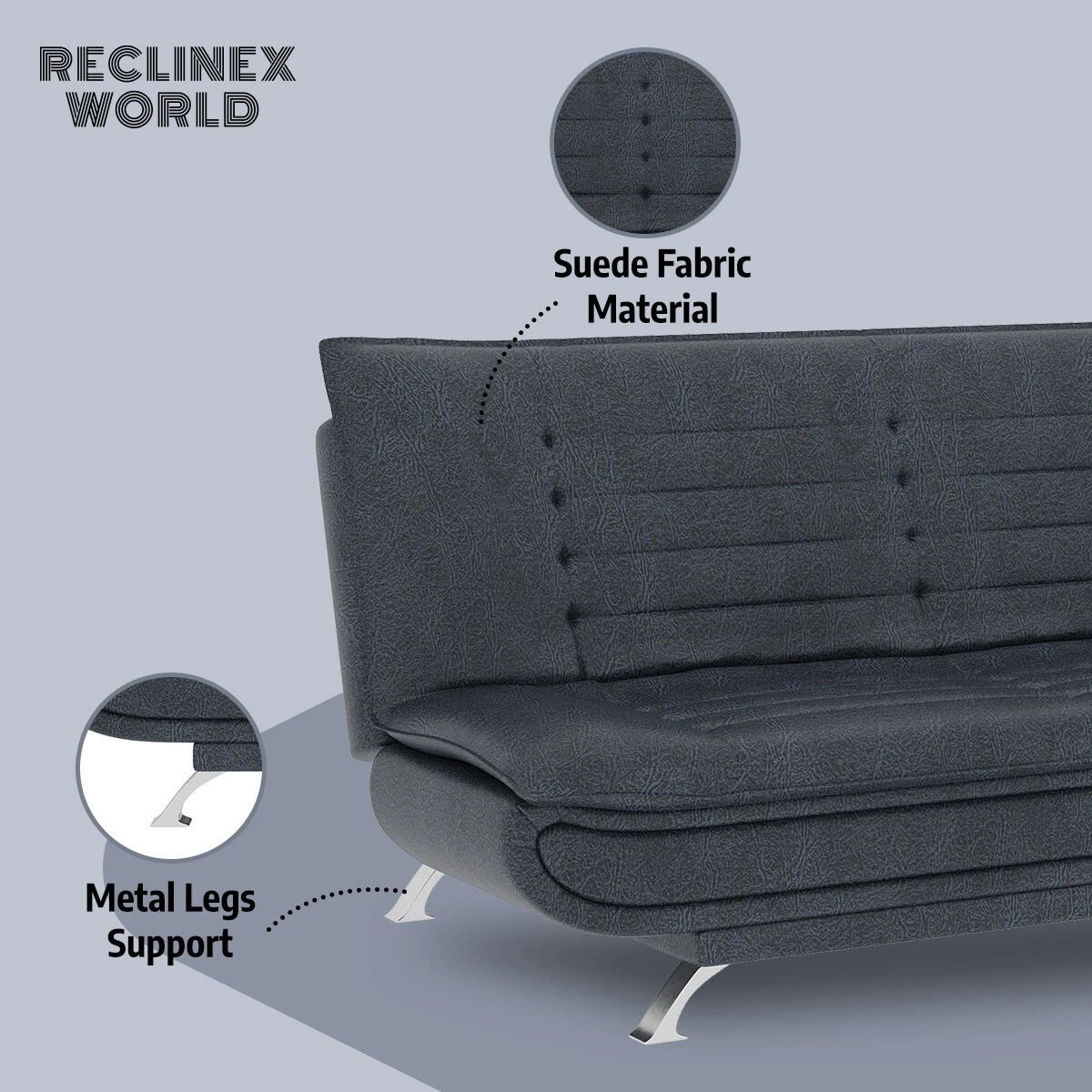 3 Seater Double Solid Wood Fold Out Sofa Cum Bed (Finish Color - Deep Blue Delivery Condition - Pre-assembled)