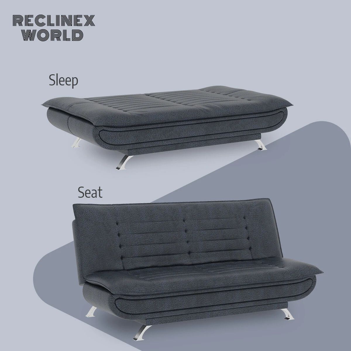 3 Seater Double Solid Wood Fold Out Sofa Cum Bed (Finish Color - Deep Blue Delivery Condition - Pre-assembled)