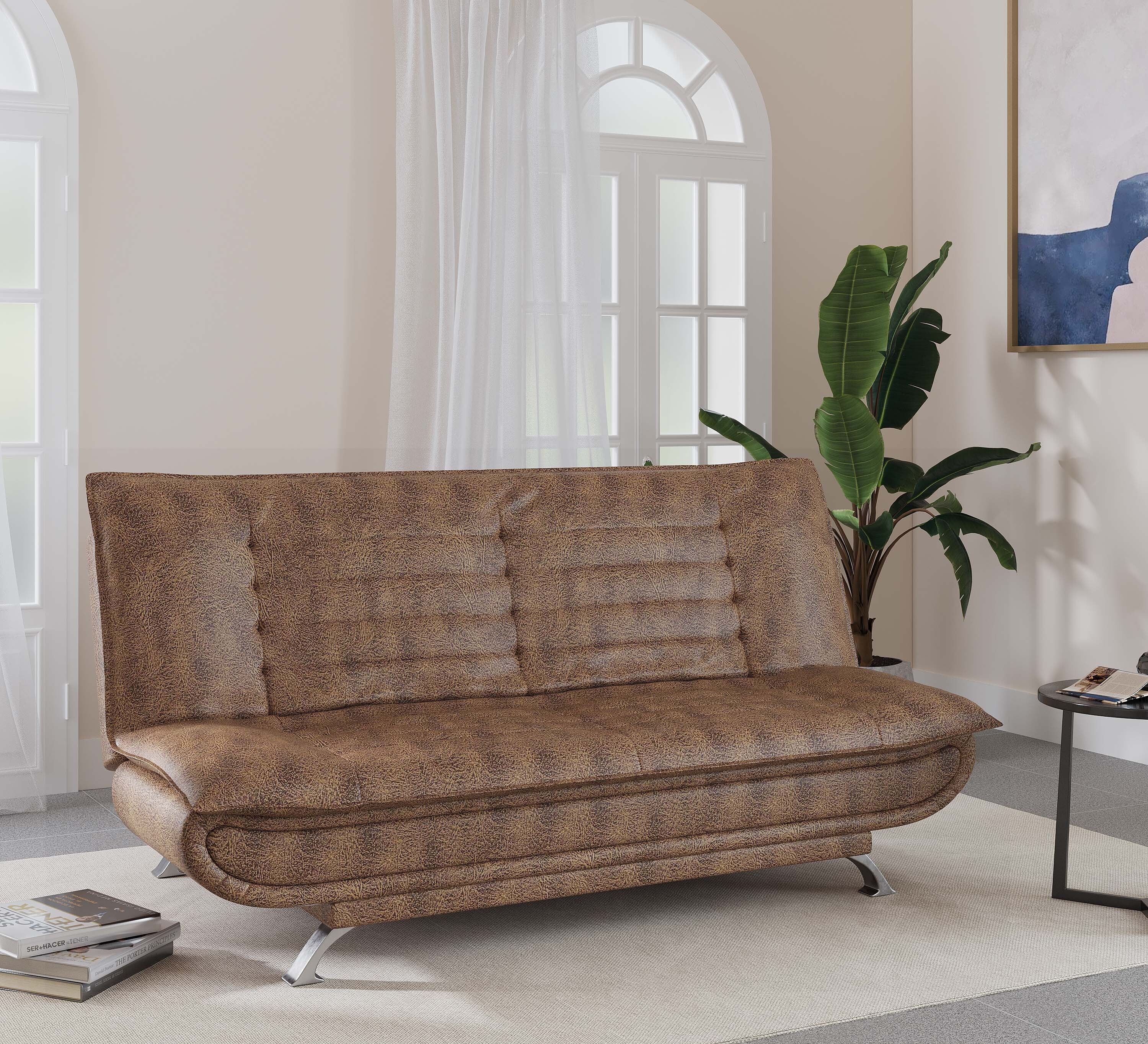 3 Seater Double Solid Wood Fold Out Sofa Cum Bed (Finish Color - Light Brown Delivery Condition - Pre-assembled)