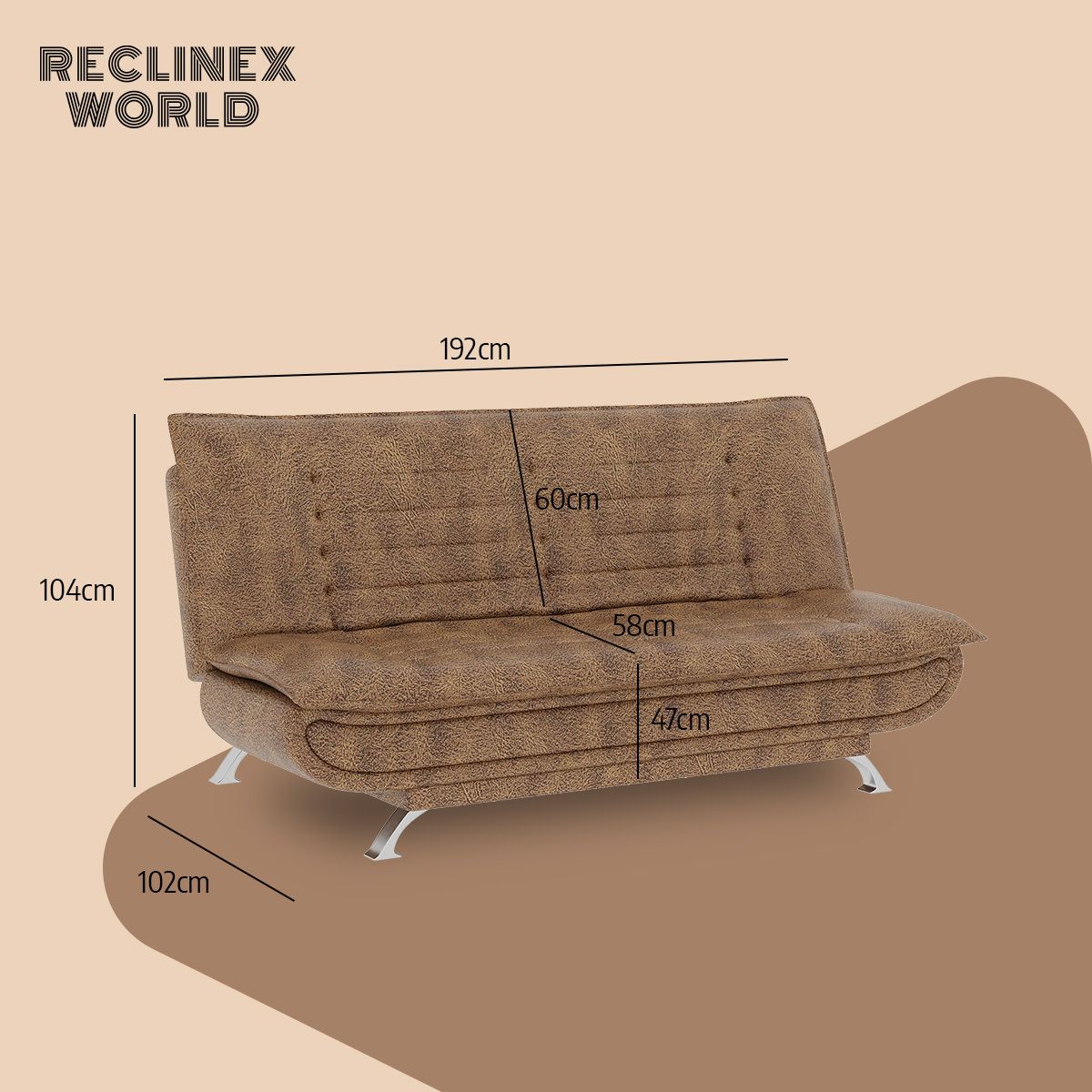 3 Seater Double Solid Wood Fold Out Sofa Cum Bed (Finish Color - Light Brown Delivery Condition - Pre-assembled)