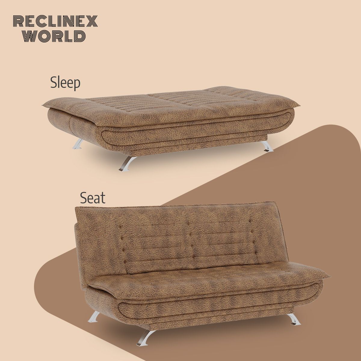 3 Seater Double Solid Wood Fold Out Sofa Cum Bed (Finish Color - Light Brown Delivery Condition - Pre-assembled)