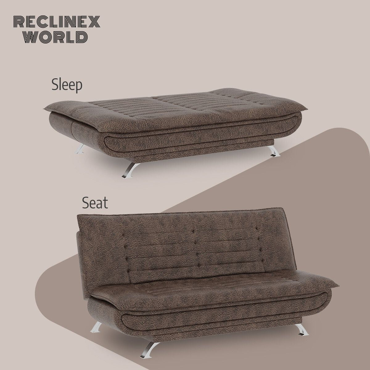3 Seater Double Solid Wood Fold Out Sofa Cum Bed (Finish Color - Dark Brown Delivery Condition - Pre-assembled)