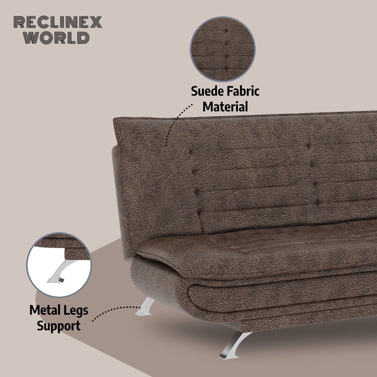 3 Seater Double Solid Wood Fold Out Sofa Cum Bed (Finish Color - Dark Brown Delivery Condition - Pre-assembled)