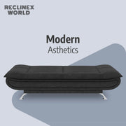 3 Seater Double Solid Wood Fold Out Sofa Cum Bed (Finish Color - Grey Delivery Condition - Pre-assembled)