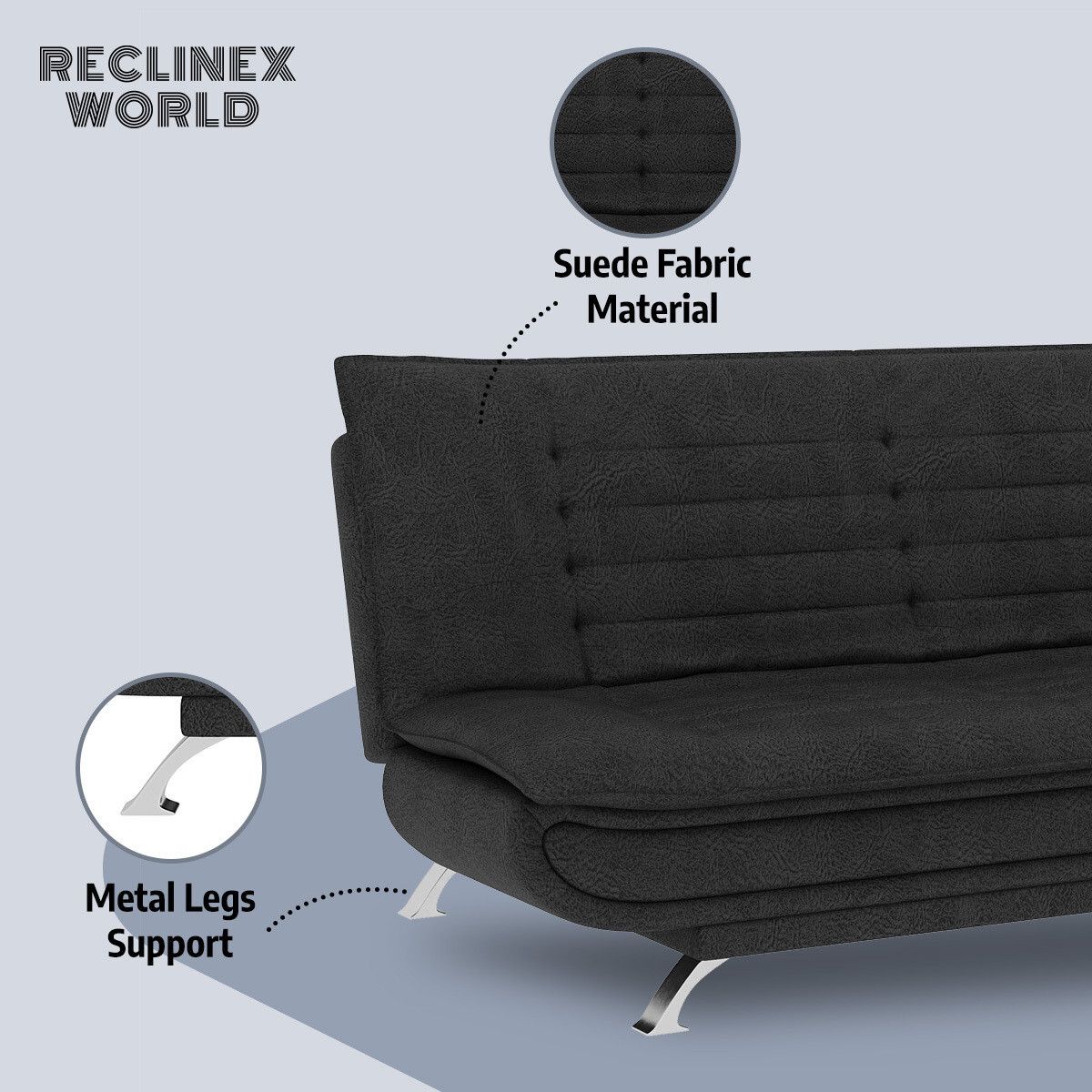 3 Seater Double Solid Wood Fold Out Sofa Cum Bed (Finish Color - Grey Delivery Condition - Pre-assembled)