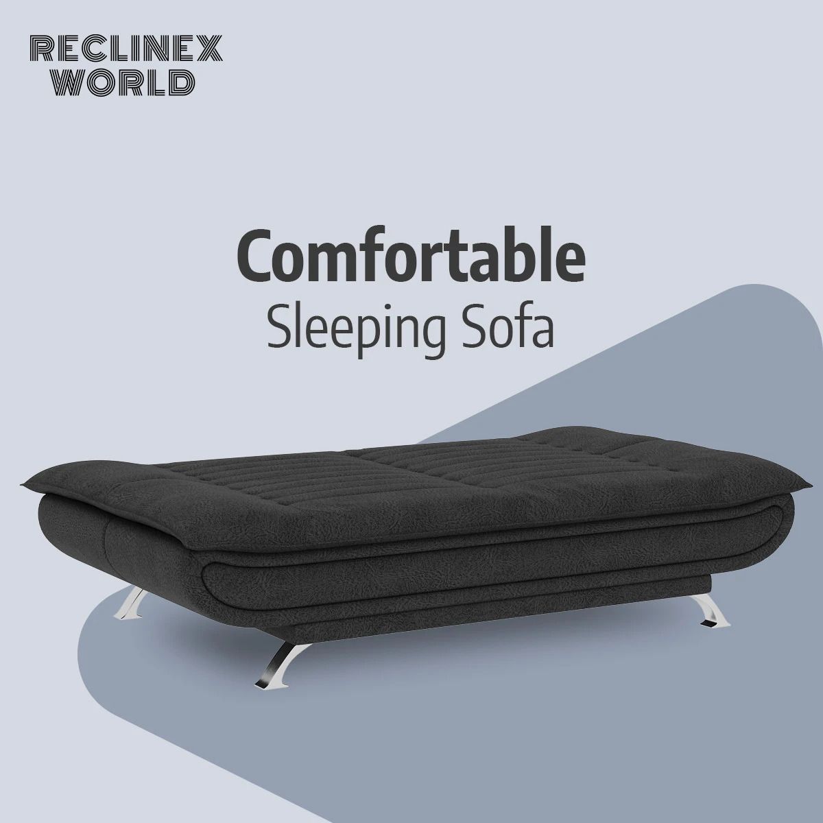 3 Seater Double Solid Wood Fold Out Sofa Cum Bed (Finish Color - Grey Delivery Condition - Pre-assembled)