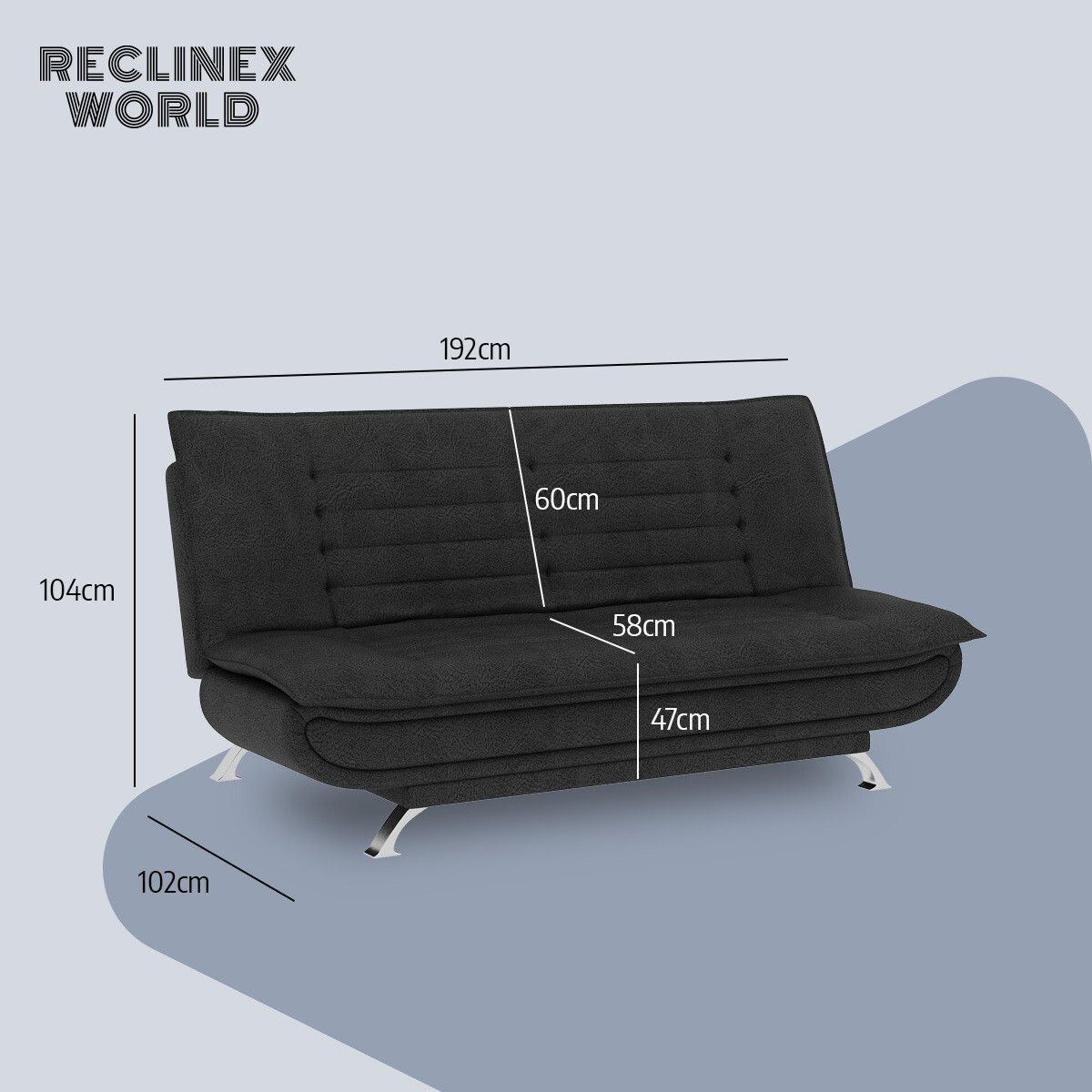 3 Seater Double Solid Wood Fold Out Sofa Cum Bed (Finish Color - Grey Delivery Condition - Pre-assembled)