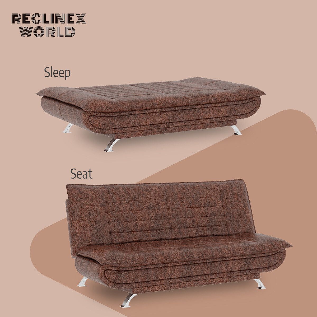 3 Seater Double Solid Wood Fold Out Sofa Cum Bed (Finish Color - Brown Delivery Condition - Pre-assembled)