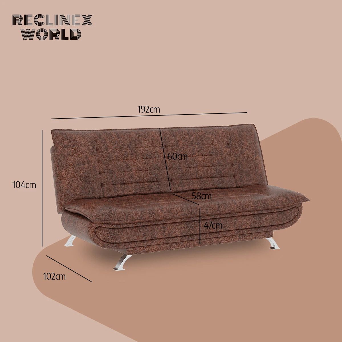 3 Seater Double Solid Wood Fold Out Sofa Cum Bed (Finish Color - Brown Delivery Condition - Pre-assembled)