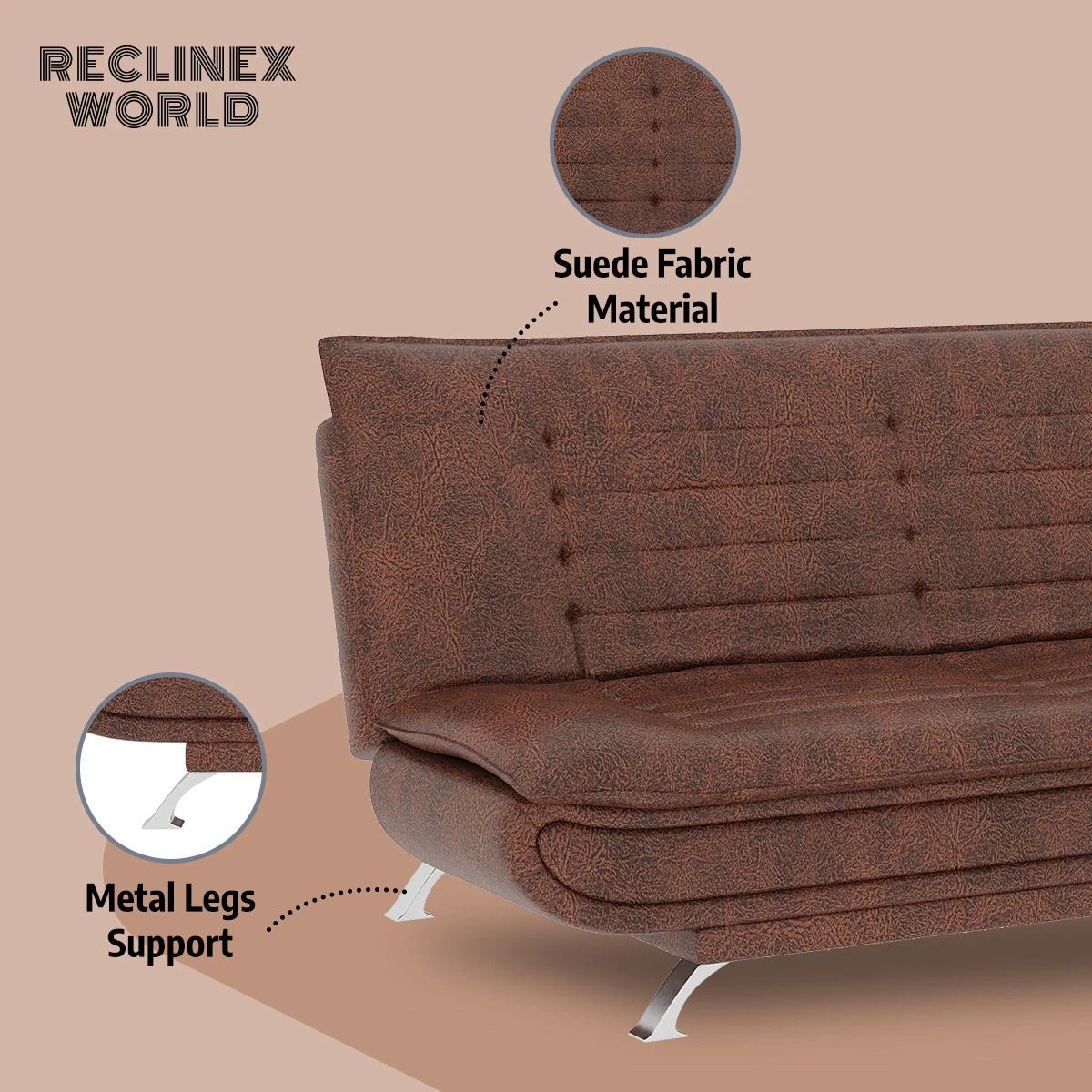 3 Seater Double Solid Wood Fold Out Sofa Cum Bed (Finish Color - Brown Delivery Condition - Pre-assembled)